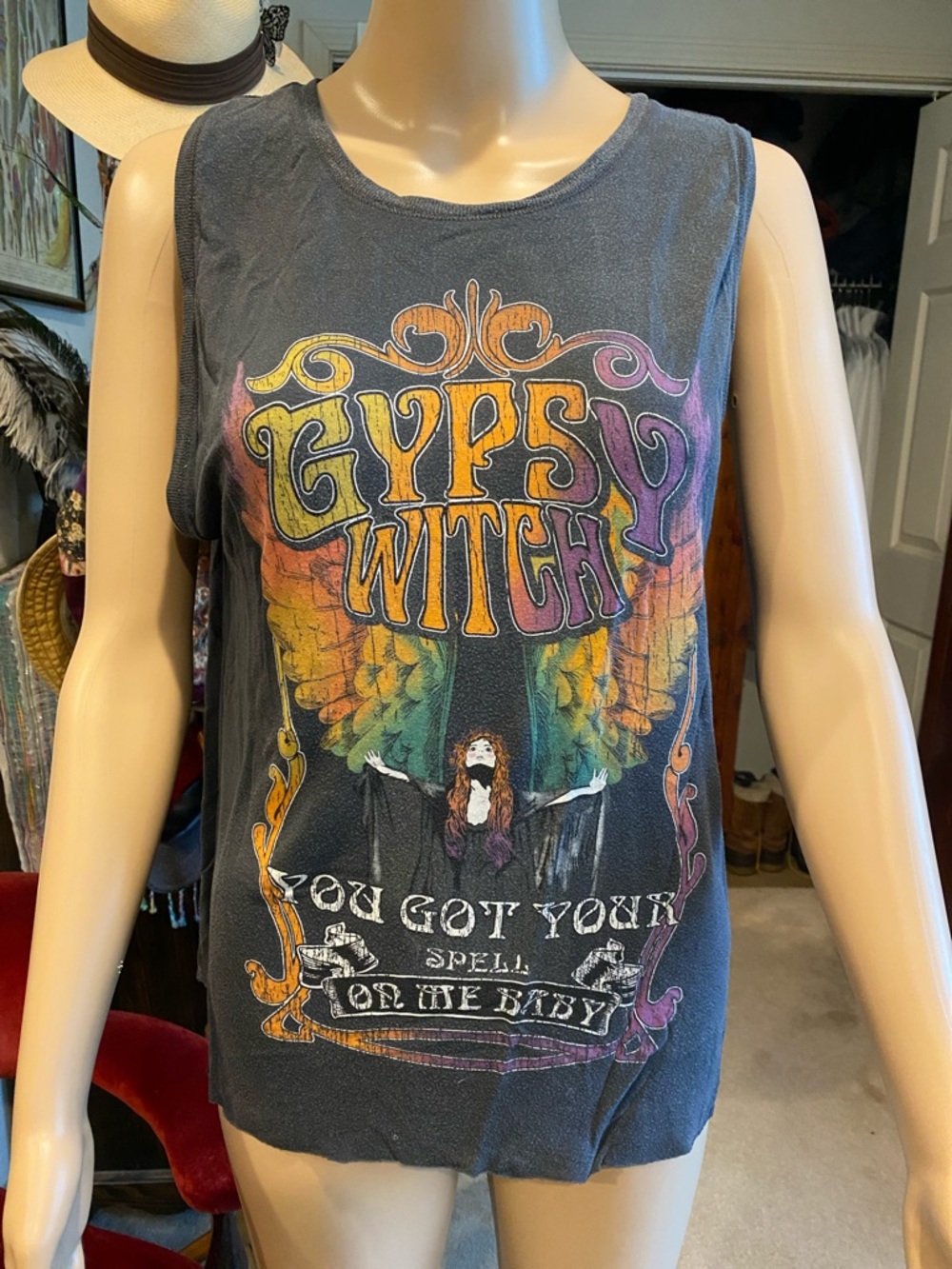 Spell Gypsy Witch Black Graphic Tank Top